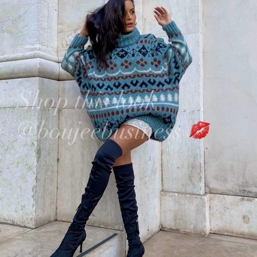ZARA Oversized Knit Jacquard Sweater